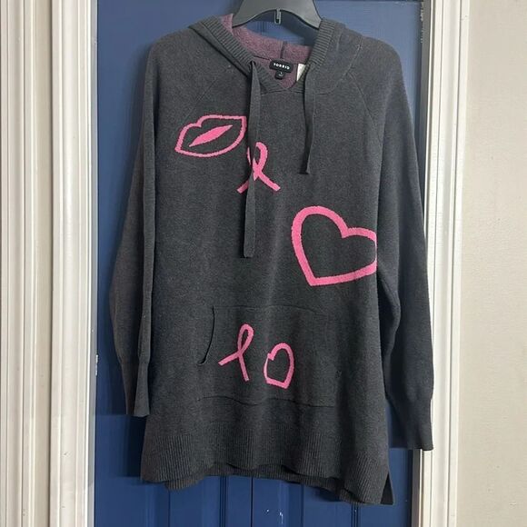 TORRID Breast Cancer Awareness Raglan‎ Hoodie Sweater Size 1 - Picture 4 of 8